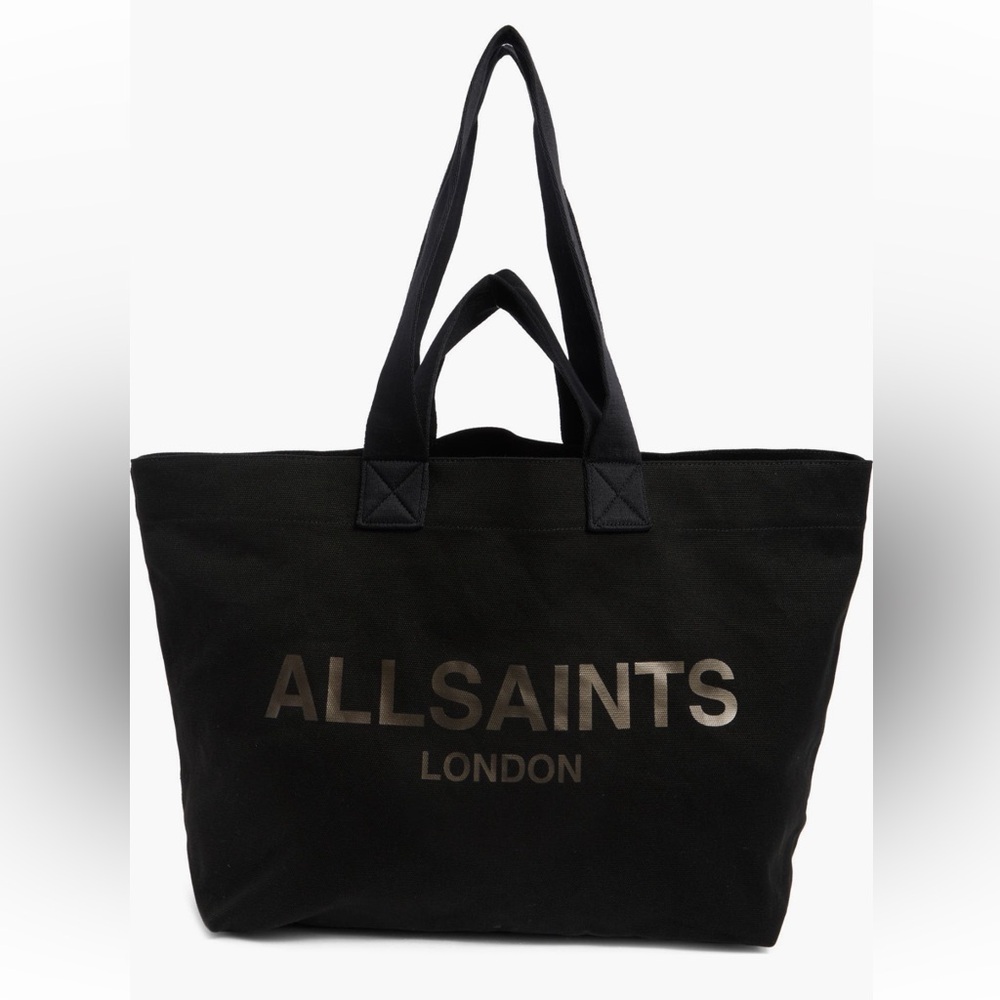 All Saints Black Canvas Logo Tote
